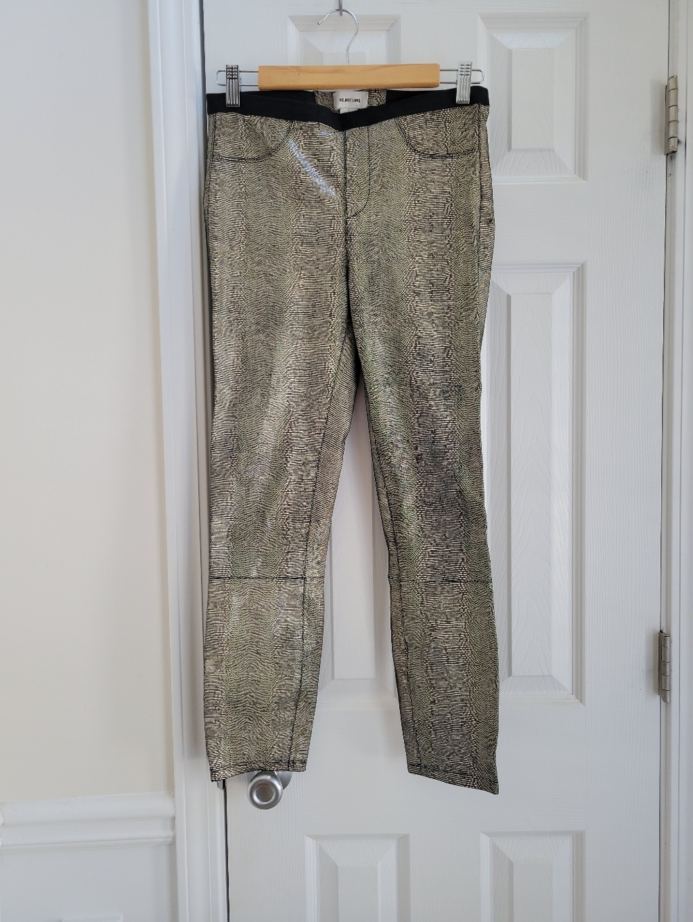 Helmut Lang Lamb Leather Embossed Skinny Pants Size 4‎